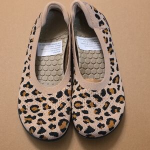 Leopard-Print Knit Ballet Flats for Women - Beige/Camel